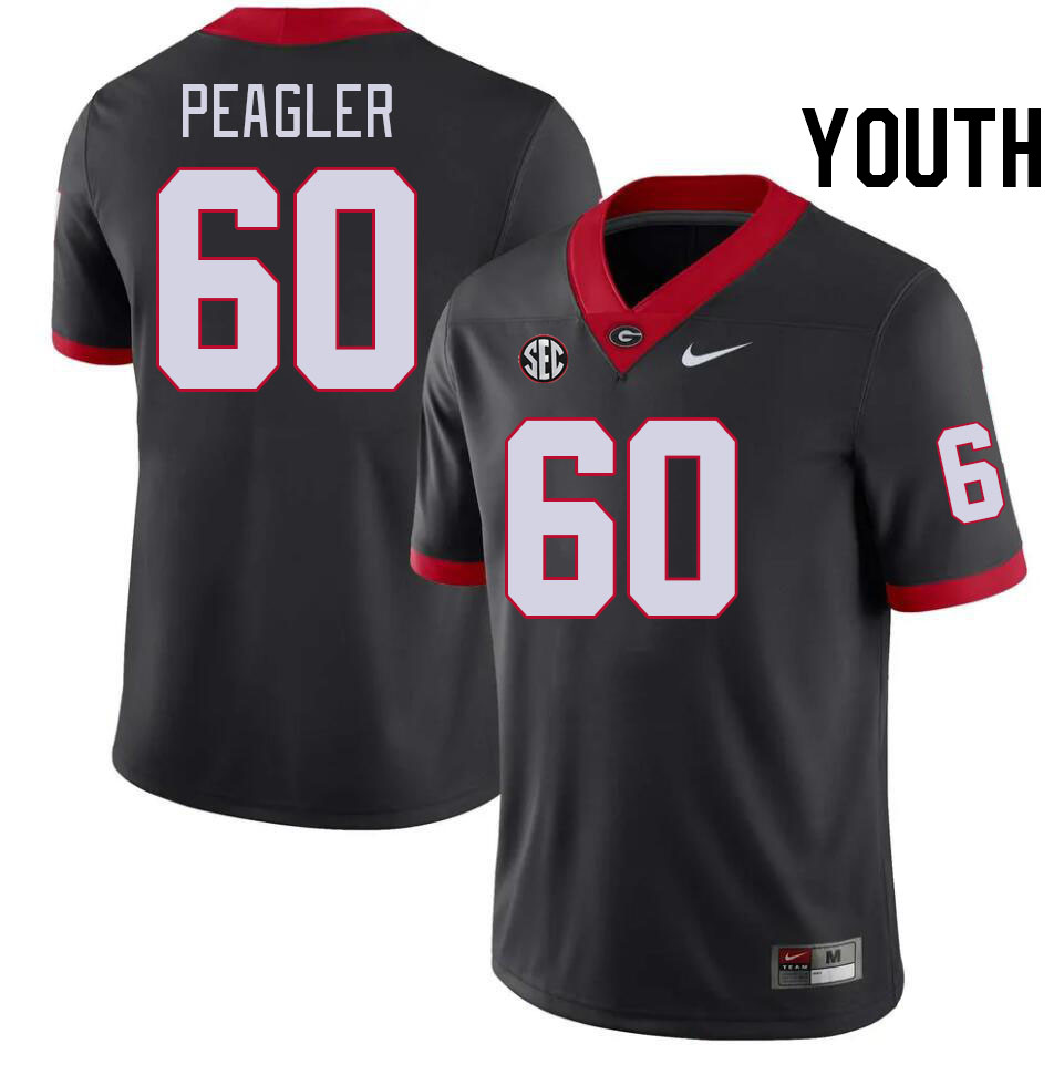 Youth #60 Henry Peagler Georgia Bulldogs College Football Jerseys Stitched-Black